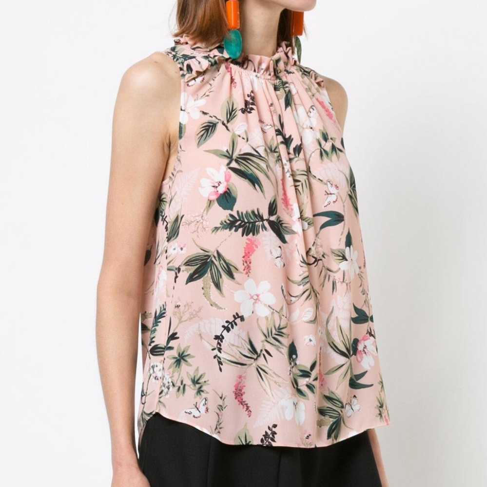 Kate Spade Botanical Ruffle Shell Top